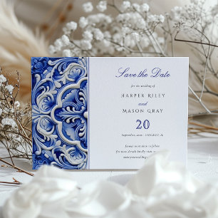 Traditional Azulejo Tile "Save the Date" Bröllop Inbjudningar