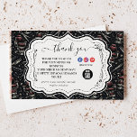 Traditional Barber Tools Classic Grooming Tack Kort<br><div class="desc">A bold, classic barbershop design featuring illustrated grooming tools like scissors, razors, clippers, and combs arranged in a striking vintage composition. The deep charcoal background with subtle metallic tones creates a strong, masculine aesthetic inspired by traditional barber culture. An elegant ornamental label frame in the center keeps the layout clean...</div>