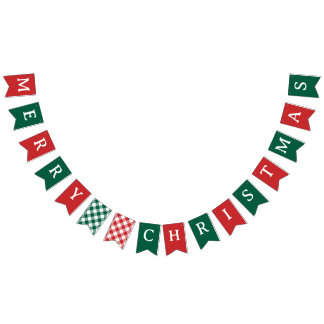 Traditional Basic Green Red Merry Christmas Vimplar