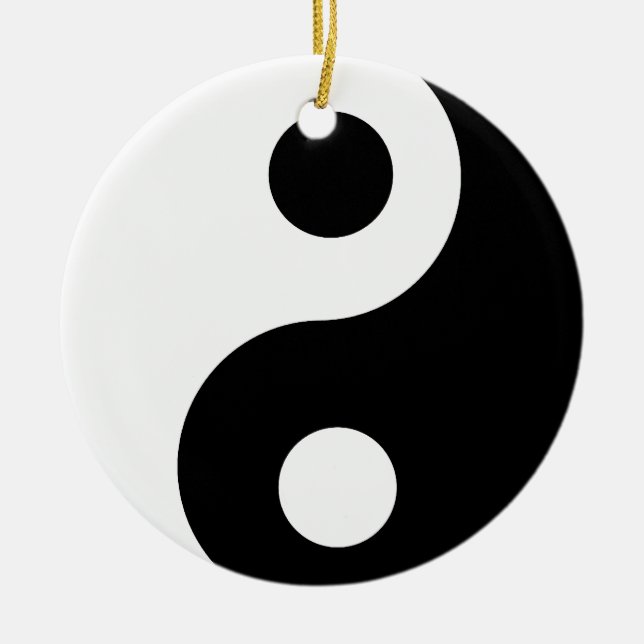 Traditional Black and White Yin Yang Mönster Julgransprydnad Keramik (Framsidan)
