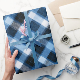 Traditional Blue Navy Check Sky Plaid Pattern Presentpapper