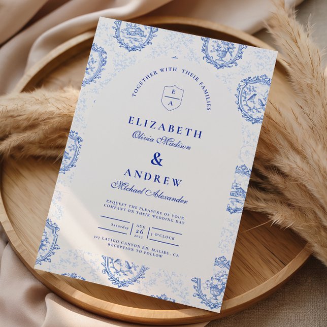 Traditional Blue White Delft Wedding Inbjudningar (Skapare uppladdad)