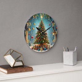 Traditional Bright Lycklig Julgran Stor Klocka