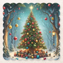 Traditional Bright Lycklig Julgran Underlägg Papper