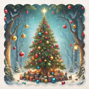 Traditional Bright Lycklig Julgran Underlägg Papper