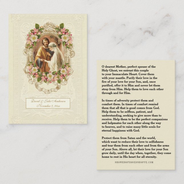 Traditional Catholic Wedding Prayer Holy Card (Fram/baksida)