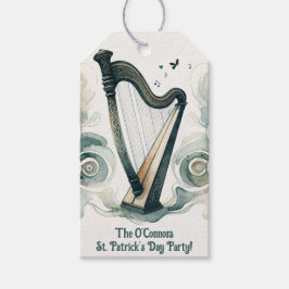 Traditional Celtic Harp St. Patrick's Day Party Presentetikett
