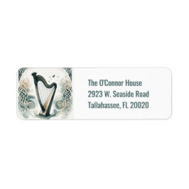 Traditional Celtic Harp St. Patrick's Day Party Returadress Etikett