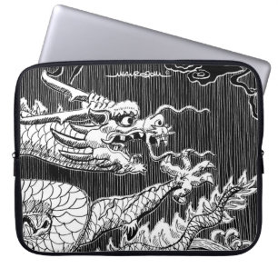 Traditional Chinese Dragon Bläck-pen Sketch Laptop Fodral