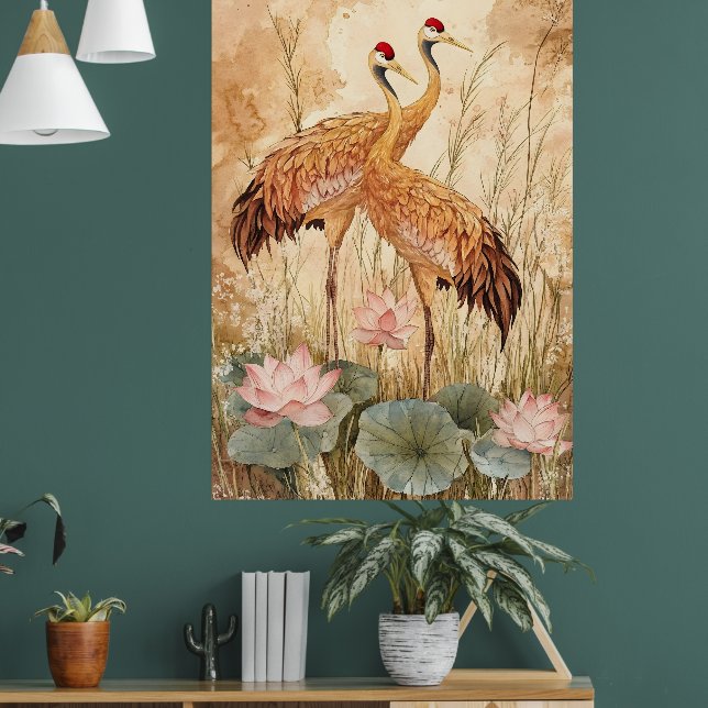 Traditional Chinese "flowers and birds" style pain Poster (Vardagsrum 1)