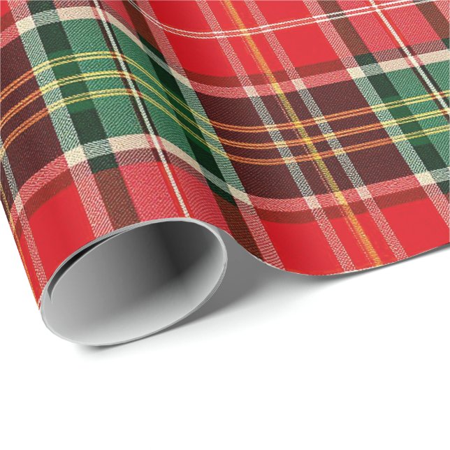 Traditional Christmas Plaid Presentpapper (Rullad Hörn)
