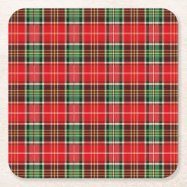 Traditional Christmas Plaid Underlägg Papper Kvadrat