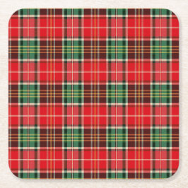 Traditional Christmas Plaid Underlägg Papper Kvadrat