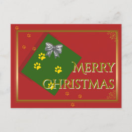 Traditional Christmas Postcard - Gold Typography Vykort