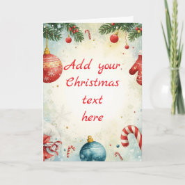 Traditional Christmas Themed Card Red Green Kort