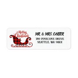 Traditional Christmas Tree Family Address Label Returadress Etikett