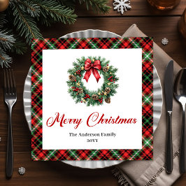 Traditional Christmas Wreath Napkins Personalized Pappersservett
