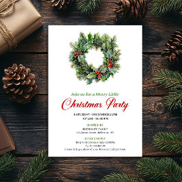 Traditional Christmas Wreath Party Invitation Inbjudningar