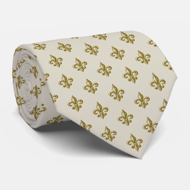 Traditional Classic Guld Fleur de Lis Tie Slips (Rullad)