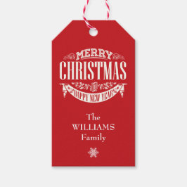 Traditional Classic Red God jul Photo Presentetikett