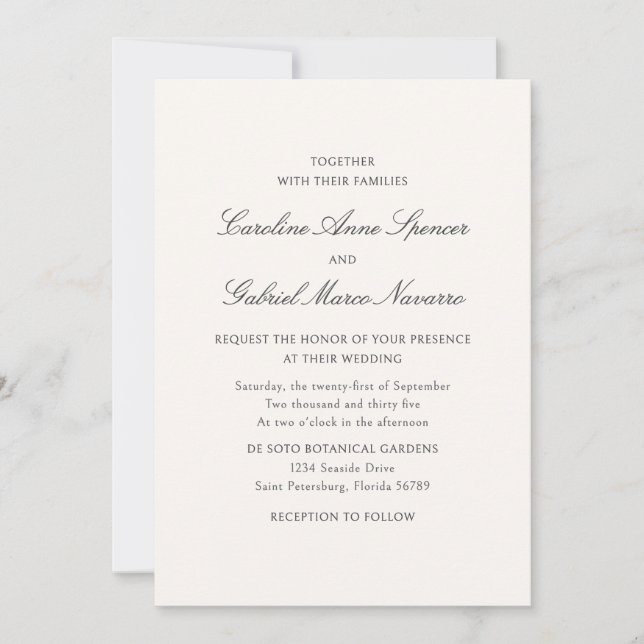 Traditional Classic Simplistic Wedding Invitation Inbjudningar (Framsida)