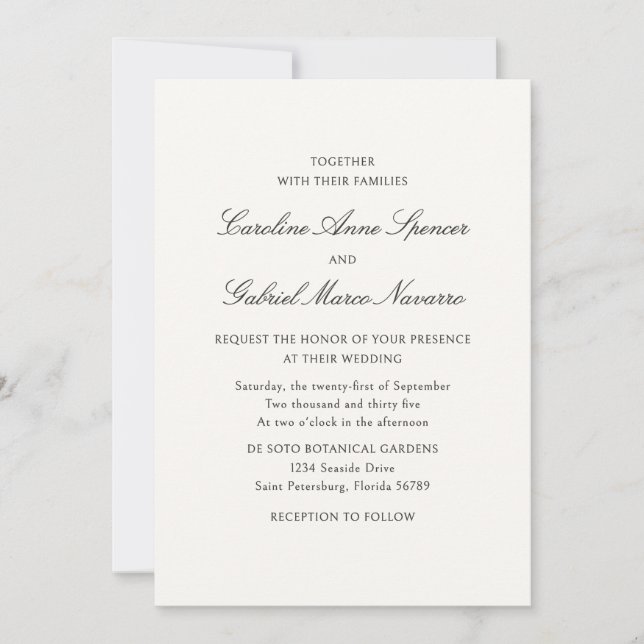 Traditional Classic Simplistic Wedding Invitation Inbjudningar (Framsida)