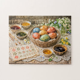 Traditional Decorated Easter Eggs with Natural Dye Pussel