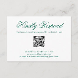 Traditional Emerald Grönt Forme QR-kod Bröllop OSA Kort