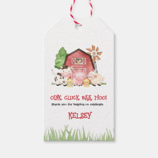 Traditional Farm Theme Birthday Favor Tags Presentetikett