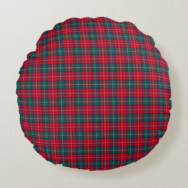 Traditional Festive Tartan Rund Kudde (Framsidan)