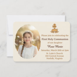 Traditional First Holy Communion Photo Inbjudningar