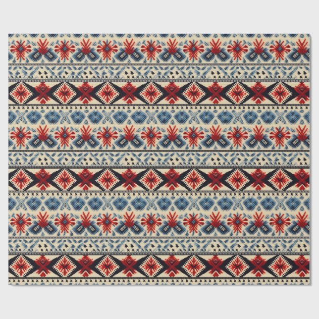 Traditional Folk Embroidery Stripe  Pattern Presentpapper (Platt)