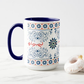Traditional Folk Floral Pattern Mug Mugg