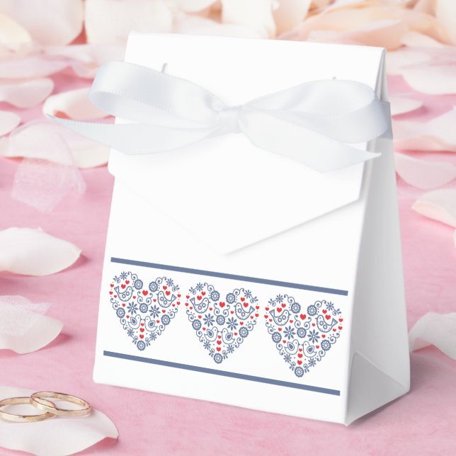 Traditional Folk Heart Mönster Favor Box Presentaskar (Bröllop)
