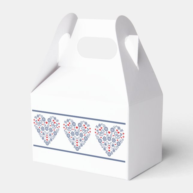 Traditional Folk Heart Mönster Favor Box Presentaskar (Framsidan Sidan)