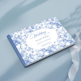 Traditional French Blue Toile Roses Guest Book Gästböcker