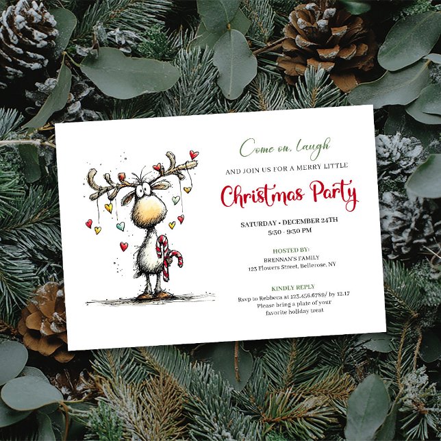 Traditional funny reindeer Christmas party invite Inbjudningar (Traditional funny reindeer Christmas party invite

)