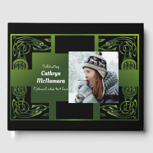 Traditional Green Irish Celtic Design Gästböcker