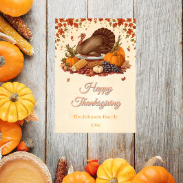 Traditional Harvest Feast Thanksgiving Julkort