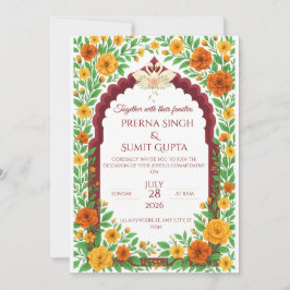 Traditional Indian Floral Wedding Invitation  Inbjudningar