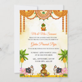 Traditional Indian Griha Pravesh Puja Invitation Inbjudningar