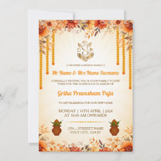 Traditional Indian Griha Pravesham Invitation Inbjudningar