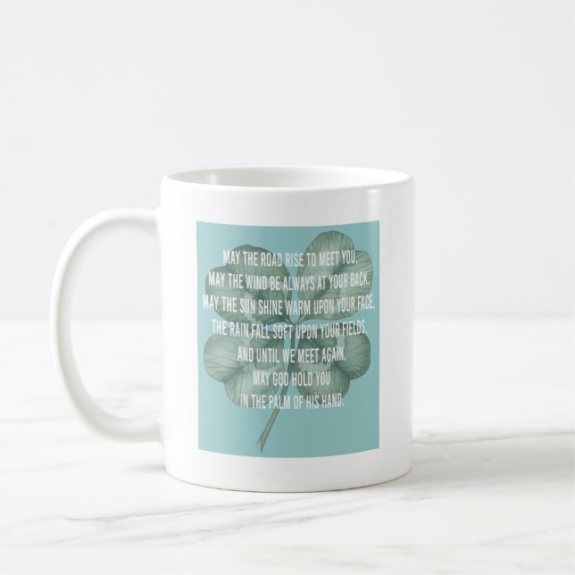Traditional Irish Blessing Four Leaf Clover Design Kaffemugg (Vänster)