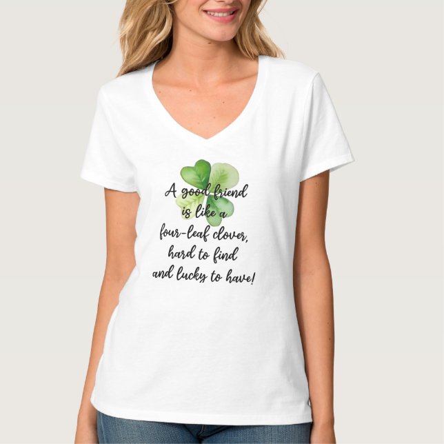 Traditional Irish Blessing Four Leaf Clover Design T Shirt (Framsida)