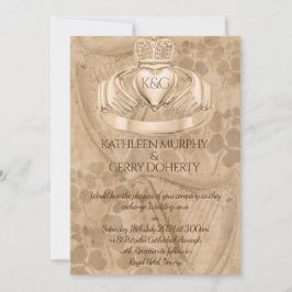 Traditional Irish Claddagh Ring, Shamrock & Harp Inbjudningar