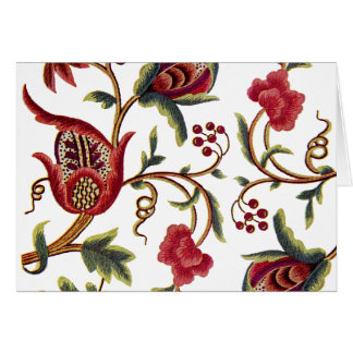 Traditional Jacobean Embroidery Mönster Hälsningskort