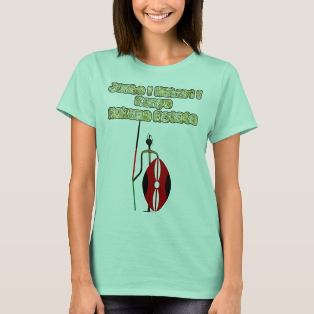 Traditional Jambo Habari Hakuna Matata Stil Tee Shirt (Framsida)