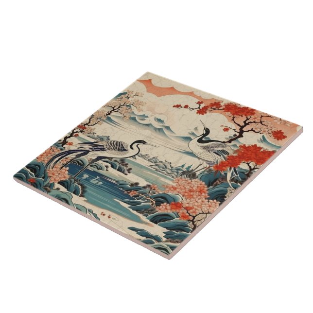 Traditional Japan Kutani Ornamental Art 19 Kakelplatta (Sidan)