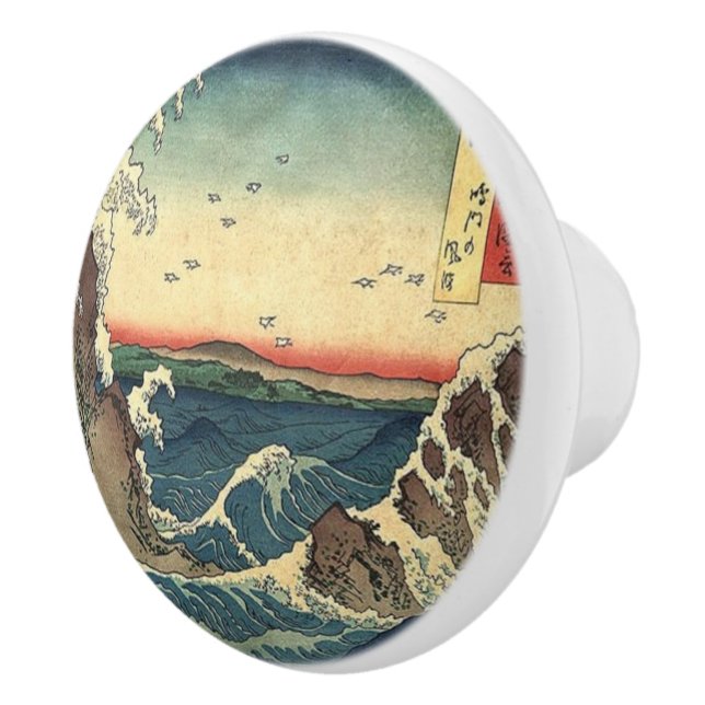 Traditional japanese art sea Ukiyo-e sea wave Knopp (Höger)