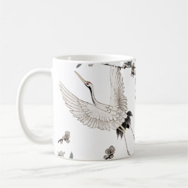 Traditional Japanese crane with plum blossom  Kaffemugg